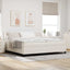 LED Box Spring Bed Creme og hvid 200 x 200 cm Velourstof
