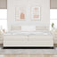 LED Box Spring Bed Creme og hvid 200 x 200 cm Velourstof
