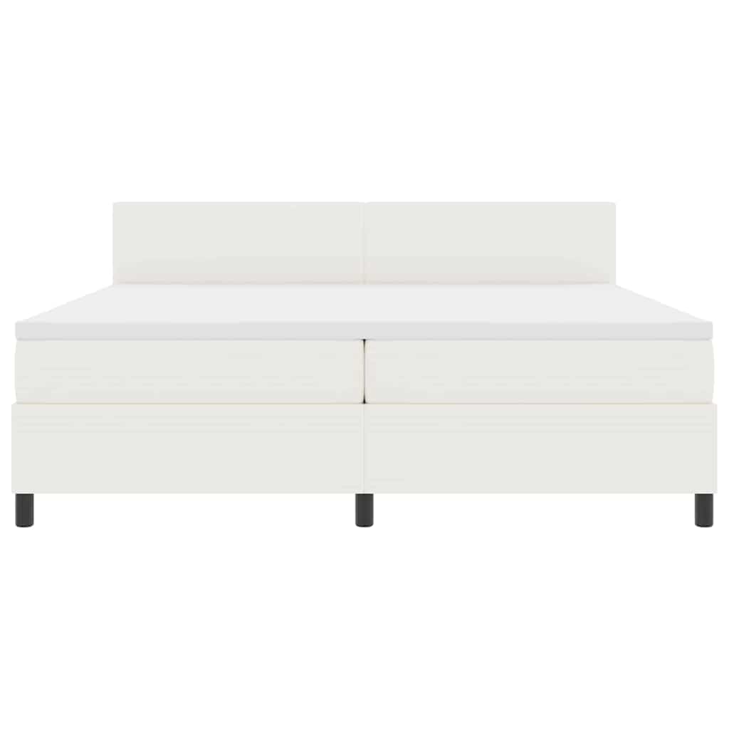 LED Box Spring Bed Creme og hvid 200 x 200 cm Velourstof