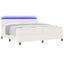 LED Box Spring Bed Creme og hvid 200 x 200 cm Velourstof