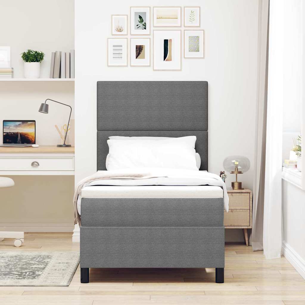 LED Box Spring Bed Lys Grå og Hvid 80 x 200 cm Velourstof