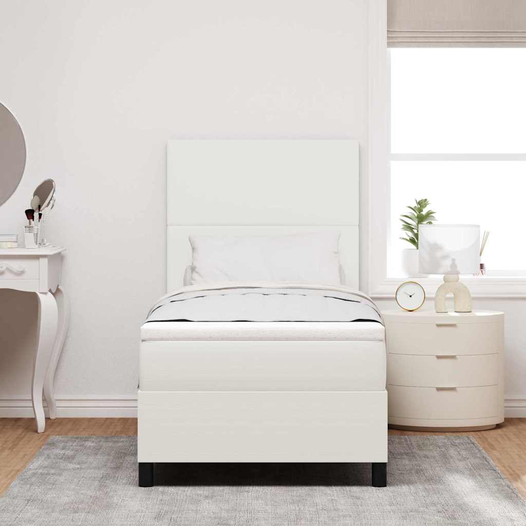 LED Box Spring Bed Creme og hvid 80 x 200 cm Velourstof