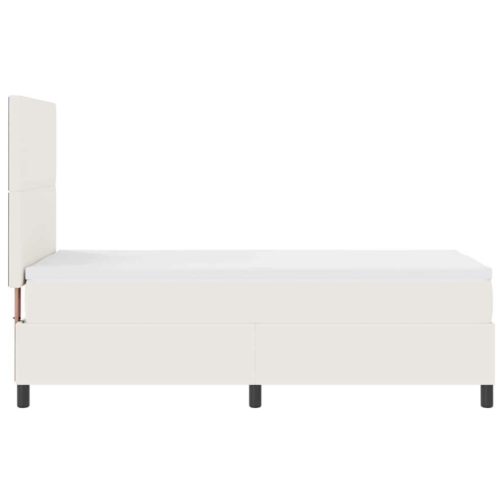 LED Box Spring Bed Creme og hvid 80 x 200 cm Velourstof