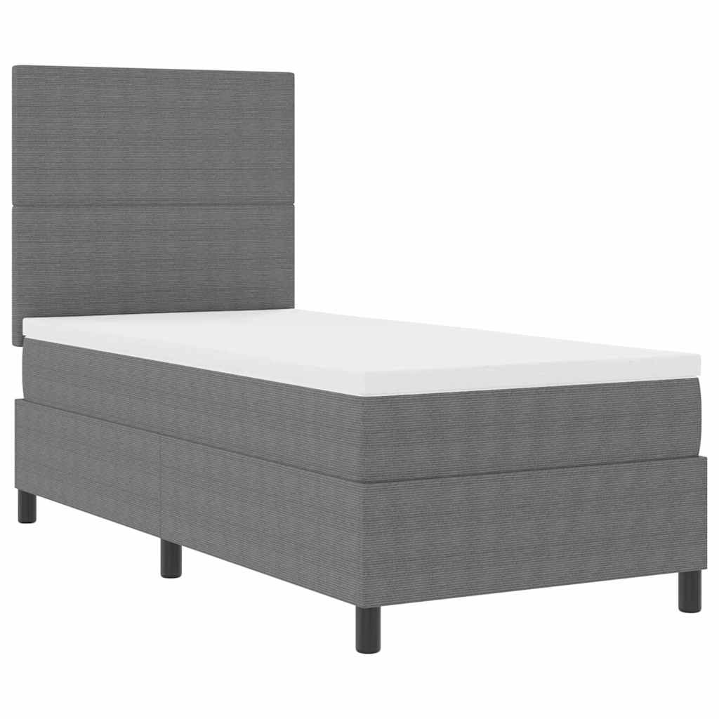 LED Box Spring Bed Lys Grå og Hvid 90 x 190 cm Velourstof