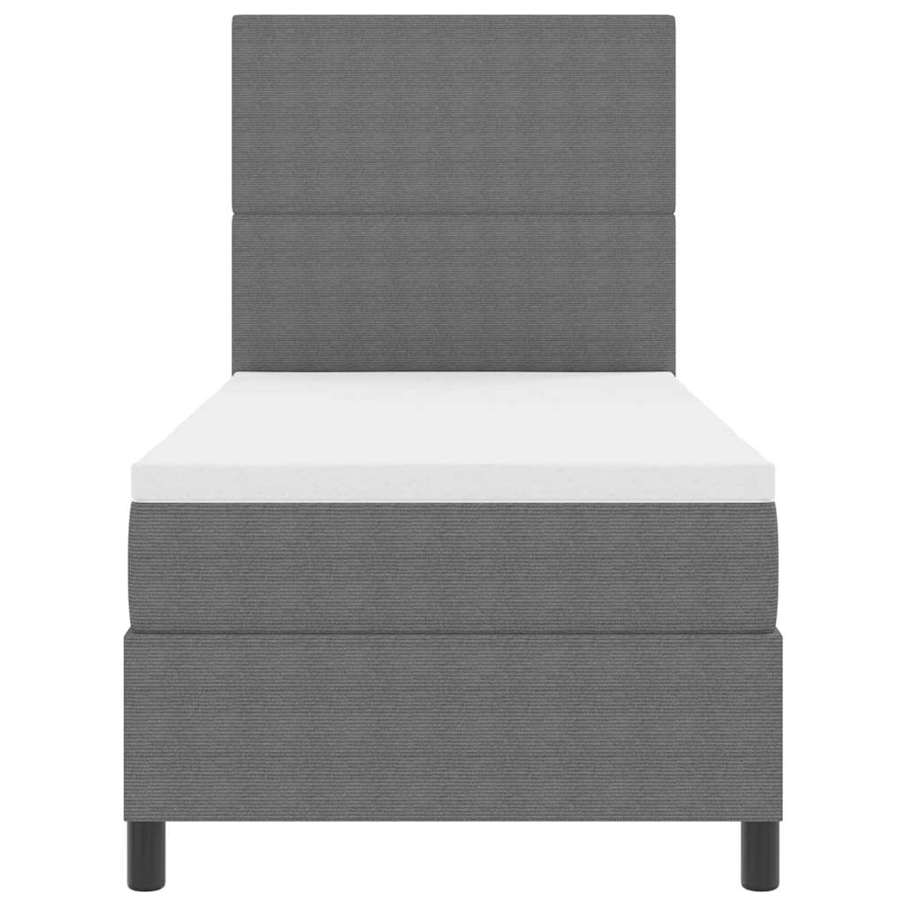 LED Box Spring Bed Lys Grå og Hvid 90 x 190 cm Velourstof