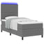 LED Box Spring Bed Lys Grå og Hvid 90 x 190 cm Velourstof