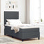 LED Box Spring Bed Mørkegrå og Hvid 90 x 190 cm Velourstof