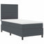 LED Box Spring Bed Mørkegrå og Hvid 90 x 190 cm Velourstof