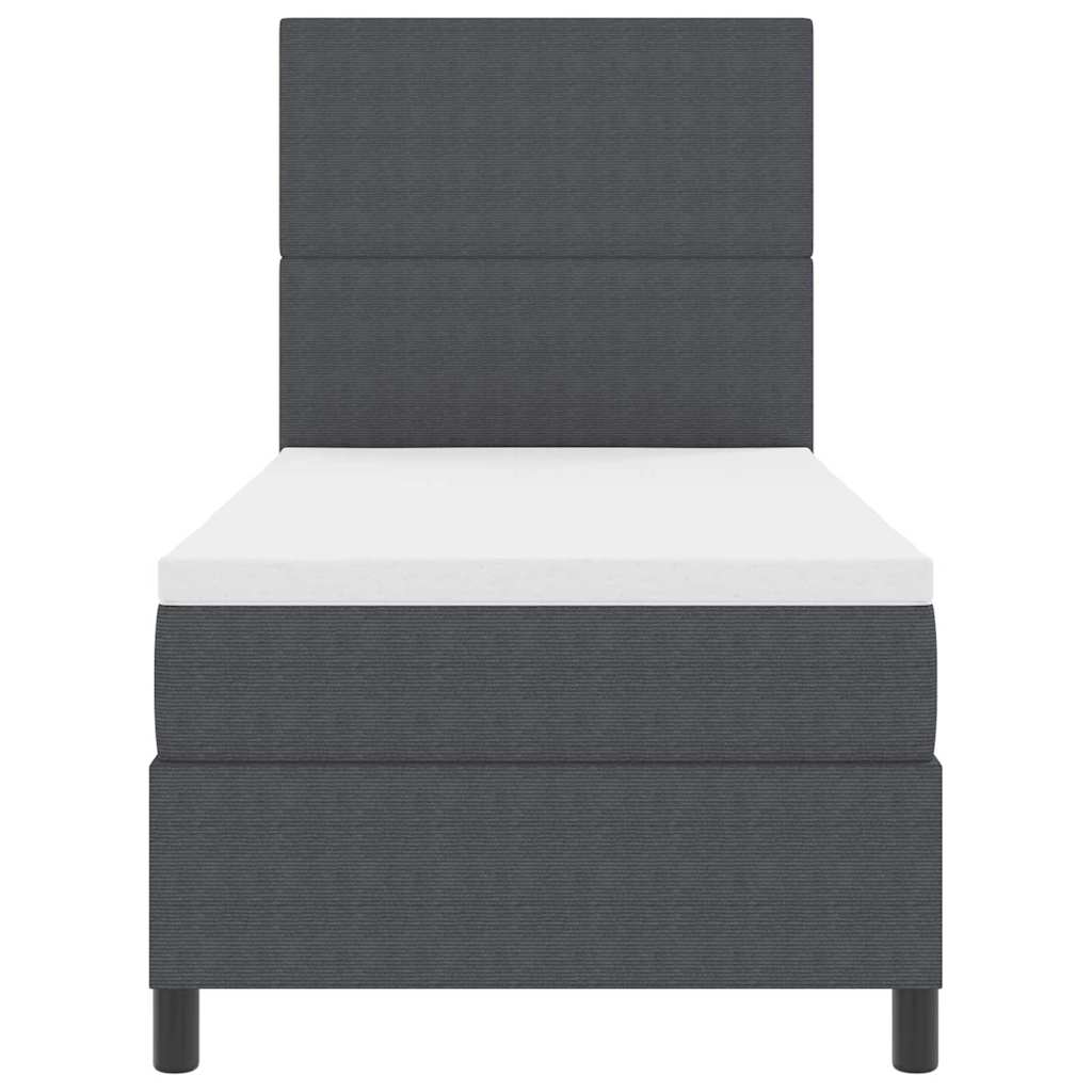LED Box Spring Bed Mørkegrå og Hvid 90 x 190 cm Velourstof