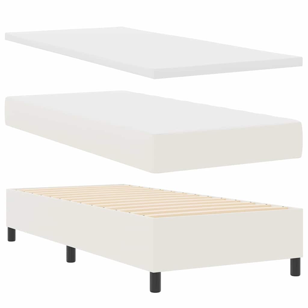 LED Box Spring Bed Creme og hvid 100 x 200 cm Velourstof