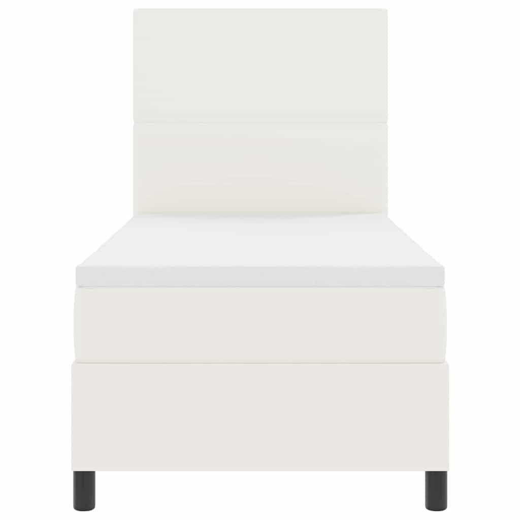LED Box Spring Bed Creme og hvid 100 x 200 cm Velourstof