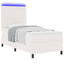 LED Box Spring Bed Creme og hvid 100 x 200 cm Velourstof