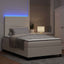 LED Box Spring Bed Creme og hvid 120 x 190 cm Velourstof