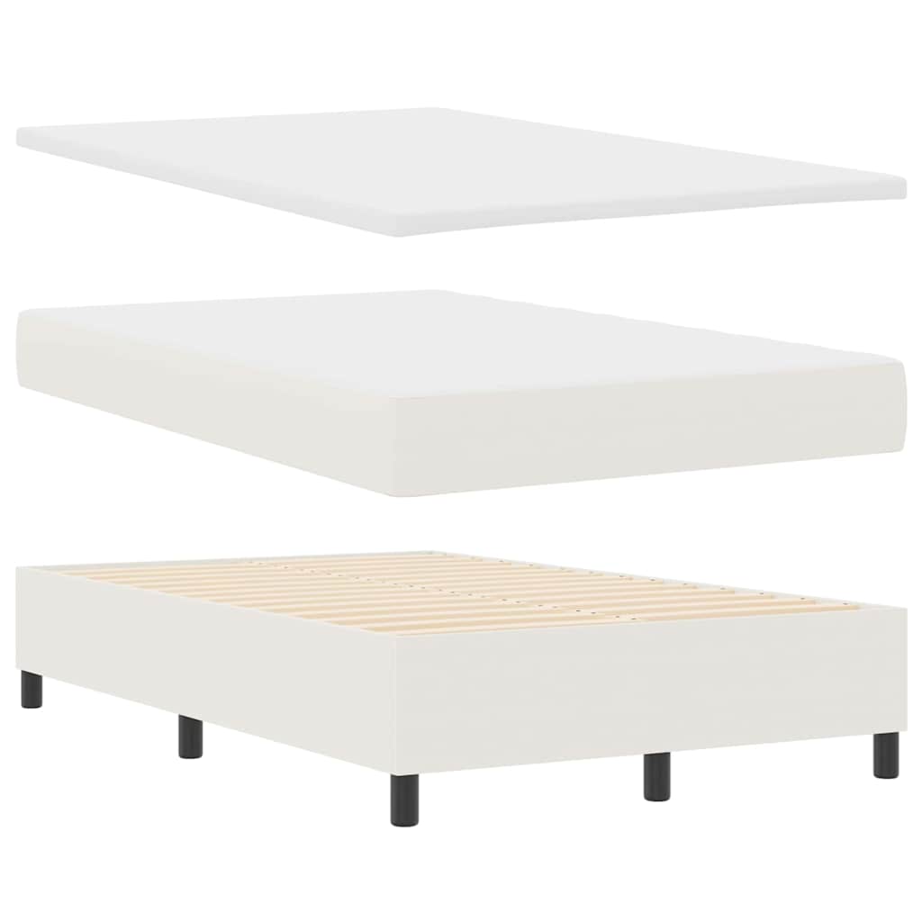 LED Box Spring Bed Creme og hvid 120 x 190 cm Velourstof