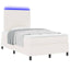 LED Box Spring Bed Creme og hvid 120 x 190 cm Velourstof