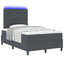 LED Box Spring Bed Mørkegrå og Hvid 120 x 200 cm Velourstof