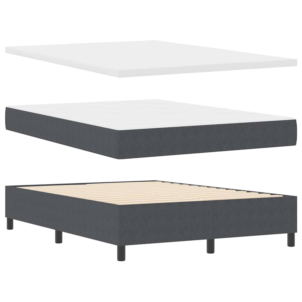 LED Box Spring Bed Mørkegrå og Hvid 140 x 190 cm Velourstof