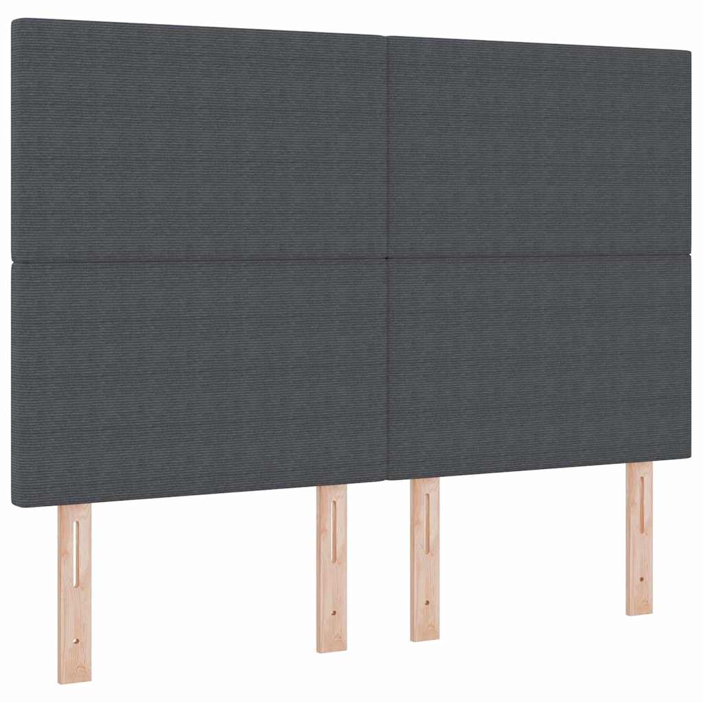 LED Box Spring Bed Mørkegrå og Hvid 140 x 190 cm Velourstof