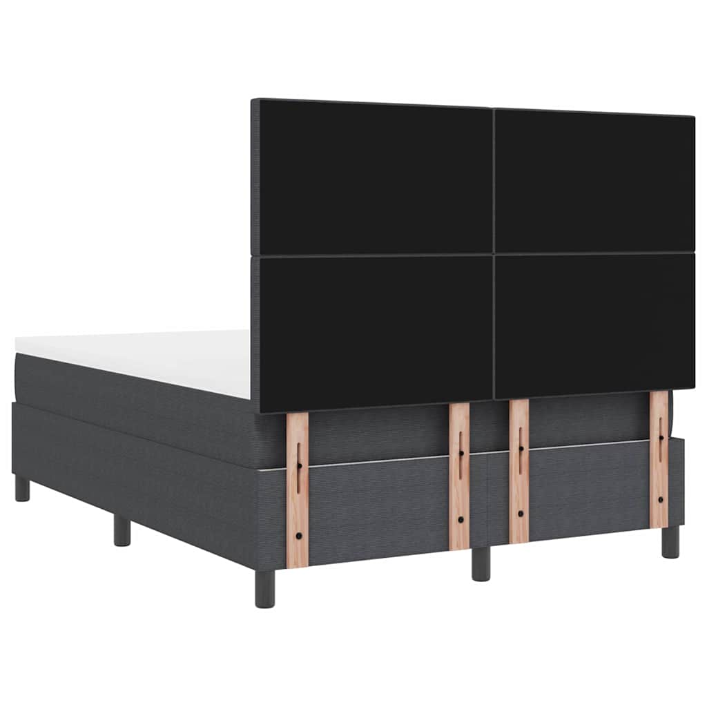 LED Box Spring Bed Mørkegrå og Hvid 140 x 200 cm Velourstof