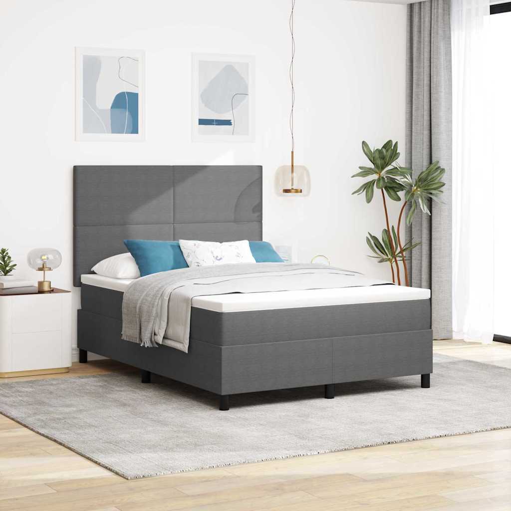 LED Box Spring Bed Lys Grå og Hvid 160 x 200 cm Velourstof