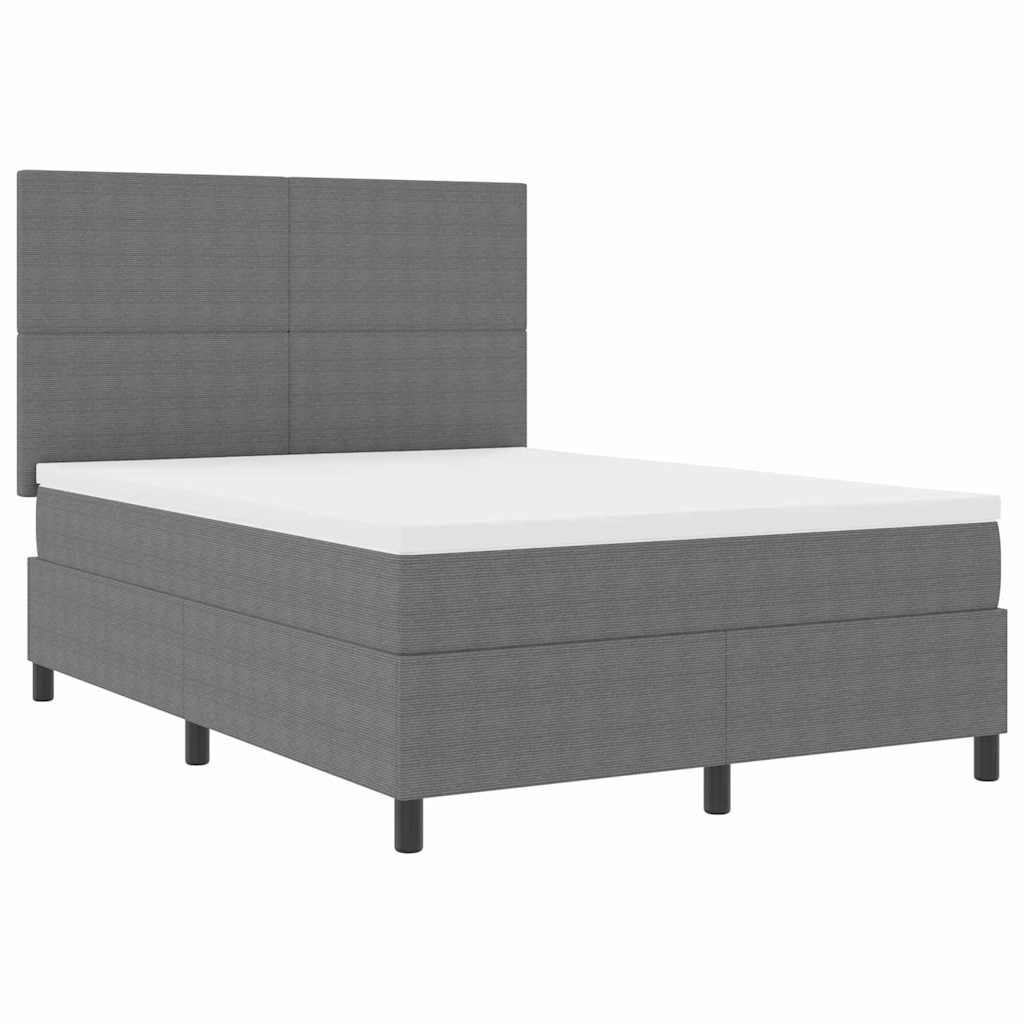LED Box Spring Bed Lys Grå og Hvid 160 x 200 cm Velourstof