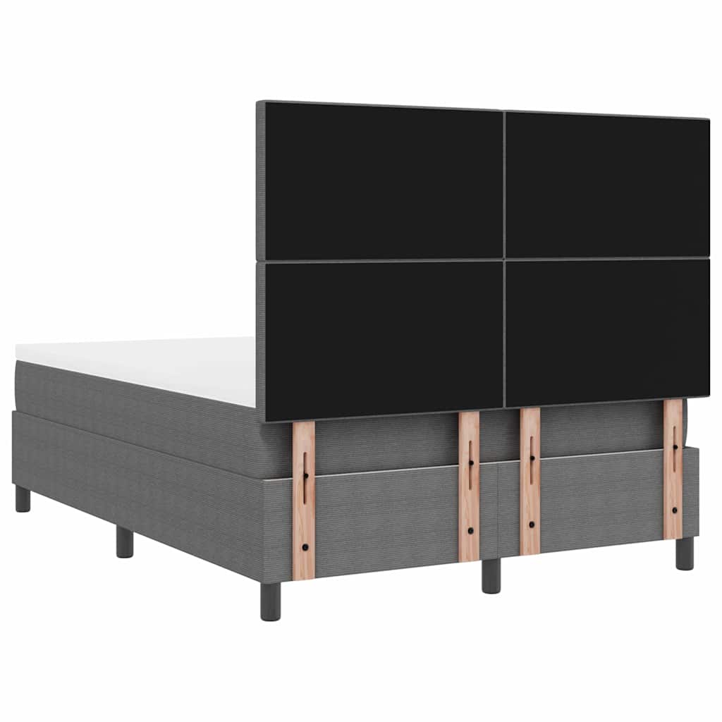 LED Box Spring Bed Lys Grå og Hvid 160 x 200 cm Velourstof