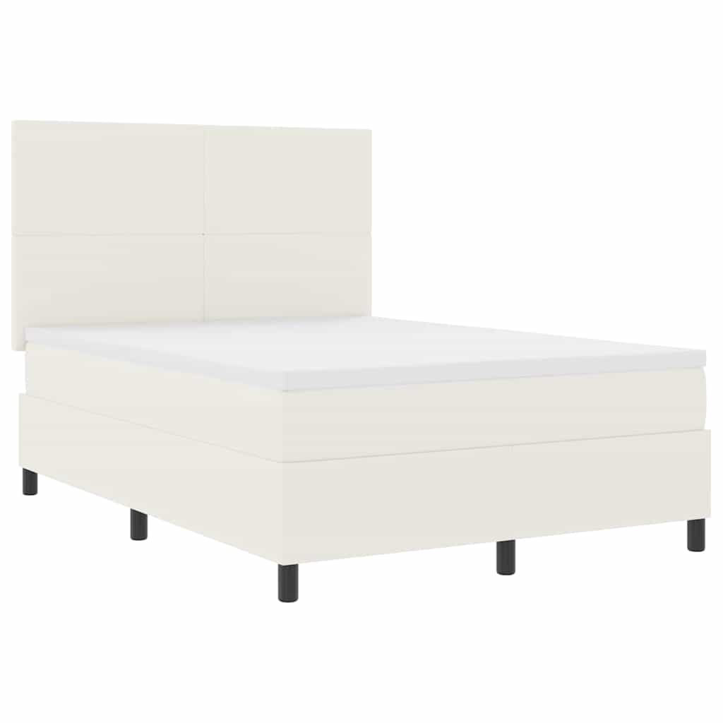 LED Box Spring Bed Creme og hvid 160 x 200 cm Velourstof
