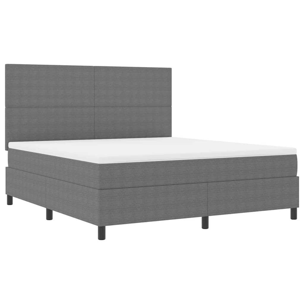 LED Box Spring Bed Lys Grå og Hvid 180 x 200 cm Velourstof