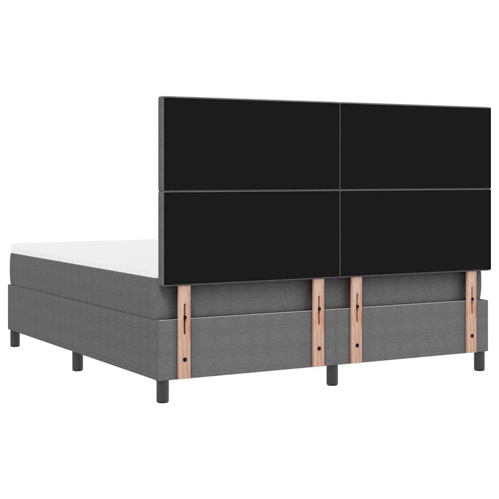 LED Box Spring Bed Lys Grå og Hvid 180 x 200 cm Velourstof