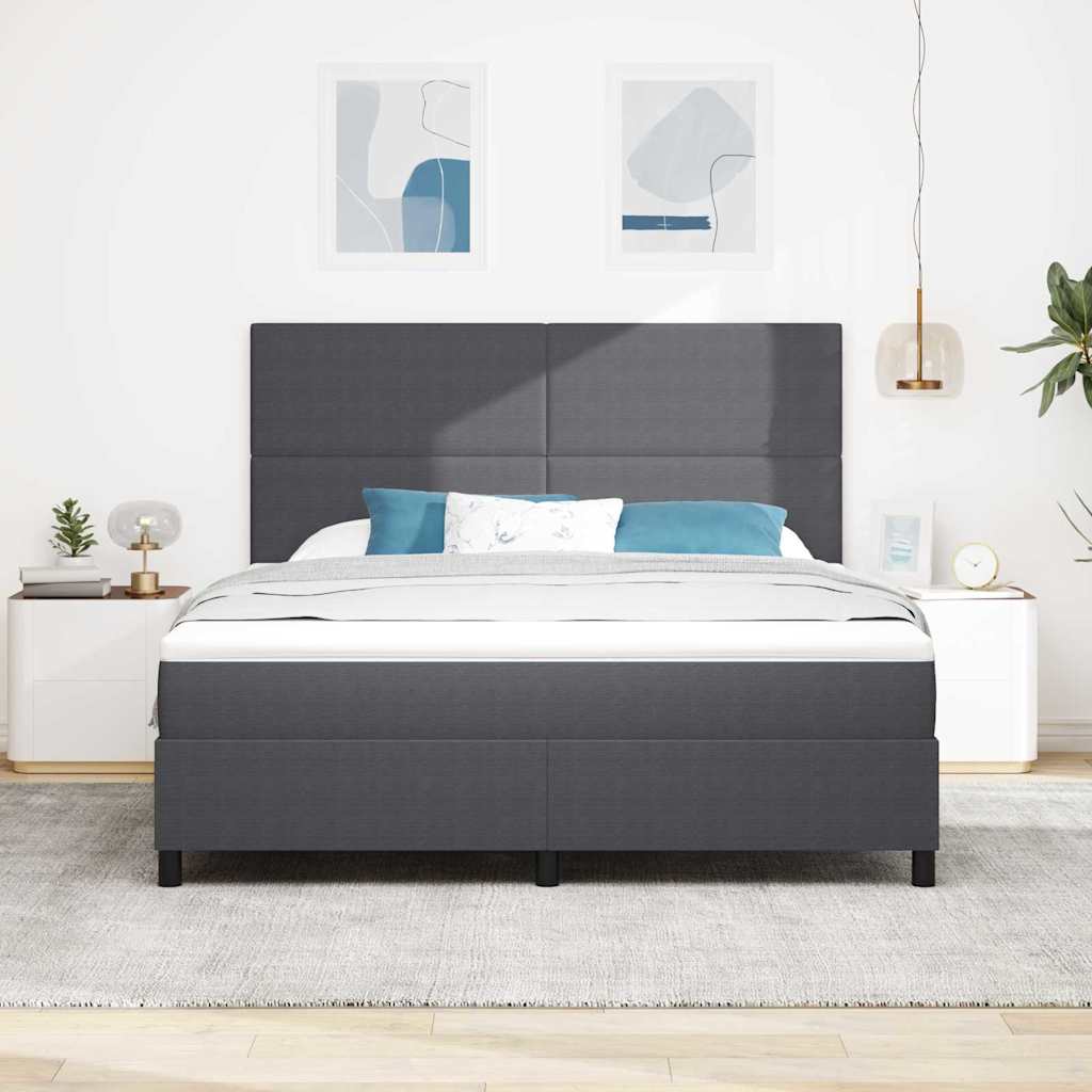 LED Box Spring Bed Mørkegrå og Hvid 180 x 200 cm Velourstof