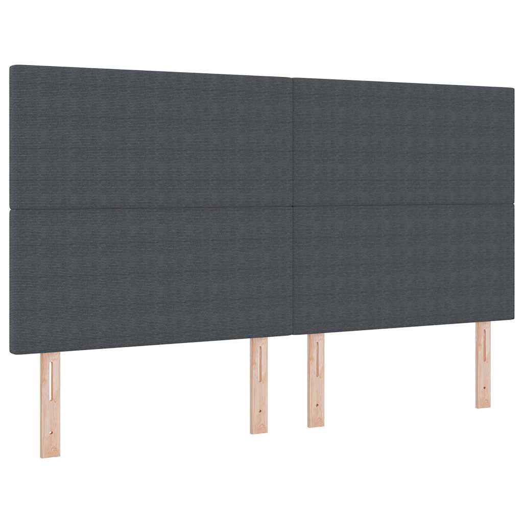 LED Box Spring Bed Mørkegrå og Hvid 180 x 200 cm Velourstof