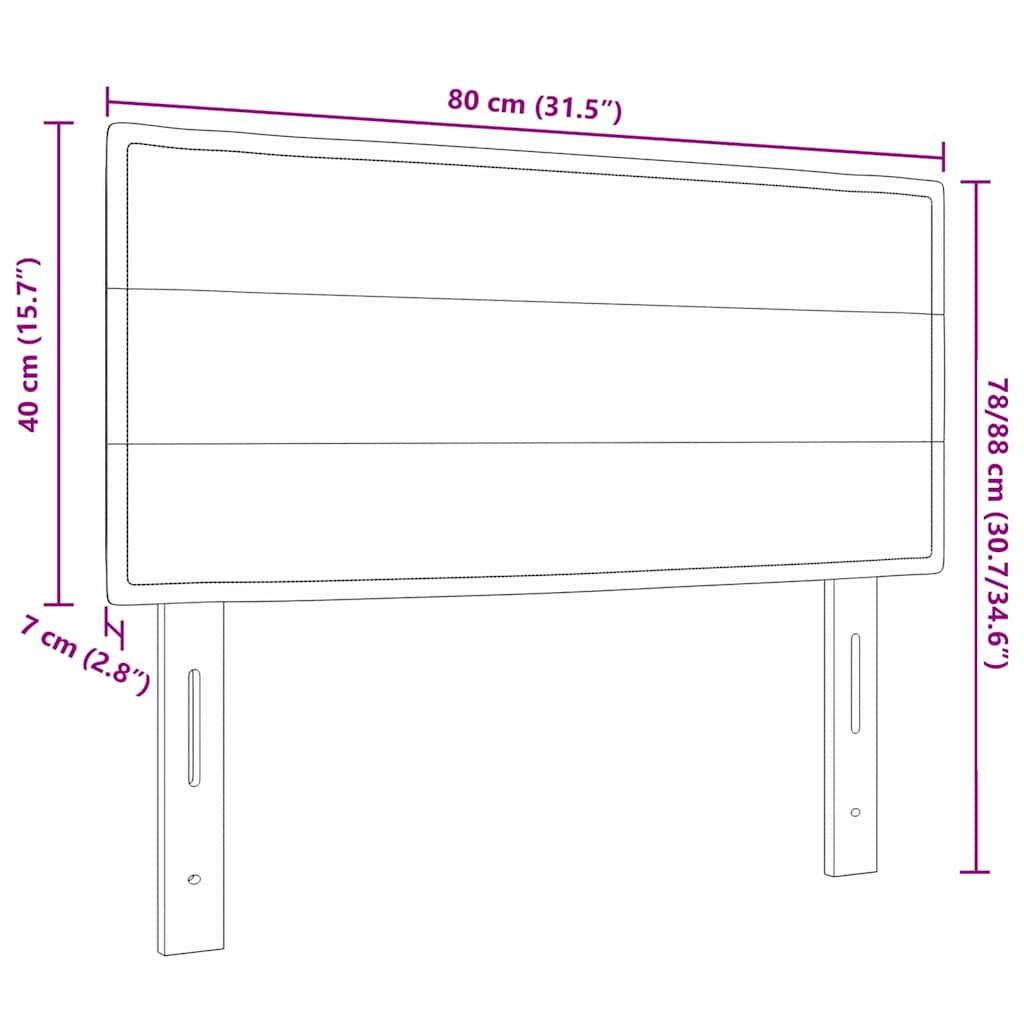 LED sengegavl med LED-lysstrimler Sort 80 cm Stof