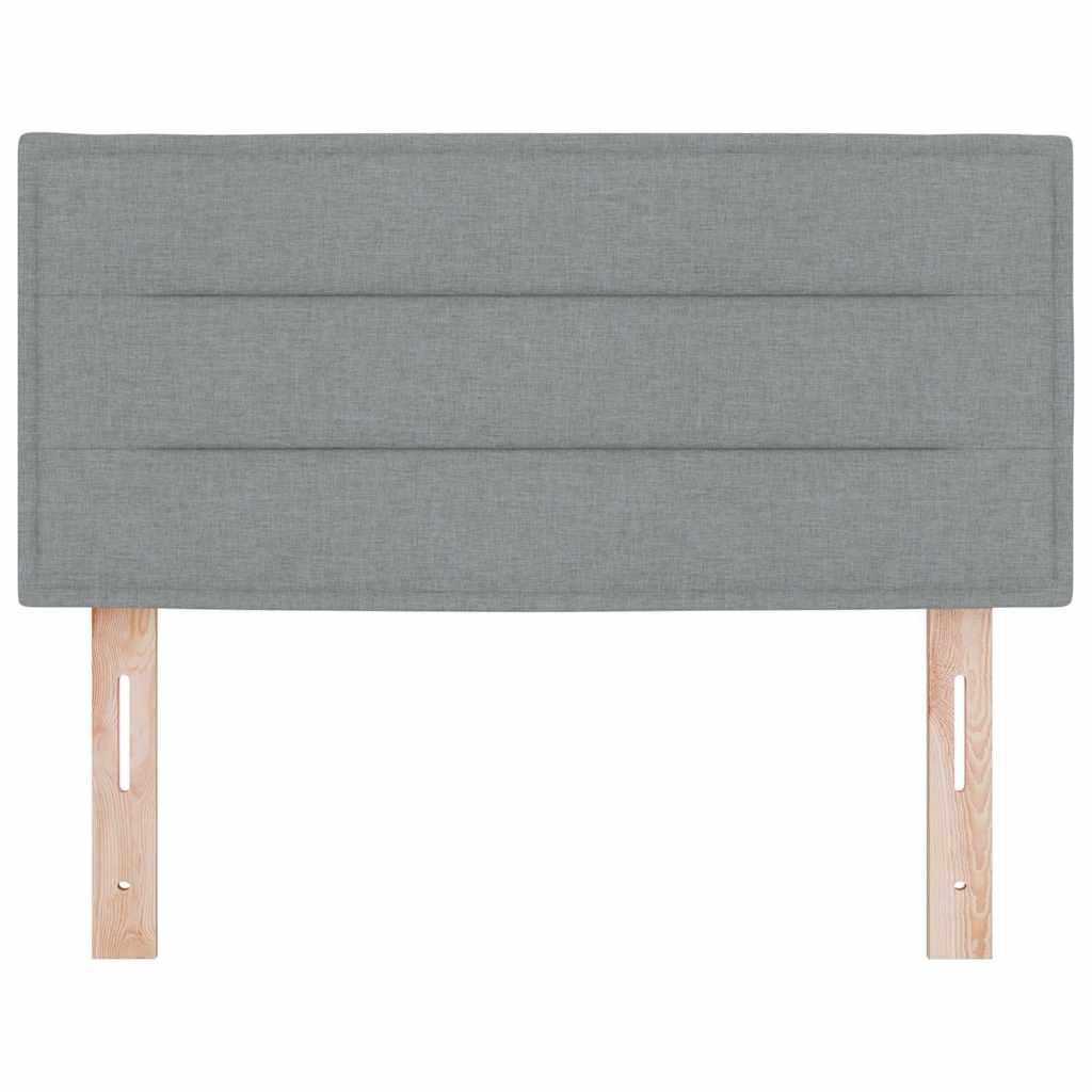 LED sengegavl med LED-lysstrimler Lysegrå 90 cm Stof