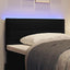 LED sengegavl med LED-lysstrimler Sort 90 cm Stof