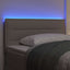 LED sengegavl med LED-lysstrimler Gråbrun 90 cm Stof