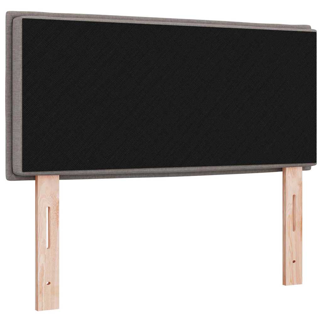 LED sengegavl med LED-lysstrimler Gråbrun 90 cm Stof