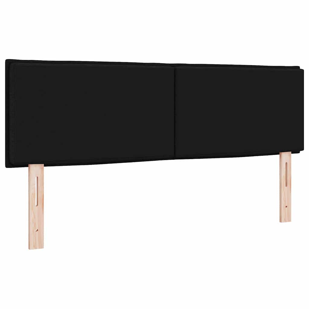 LED sengegavl med LED-lysstrimler Sort 144 cm Stof
