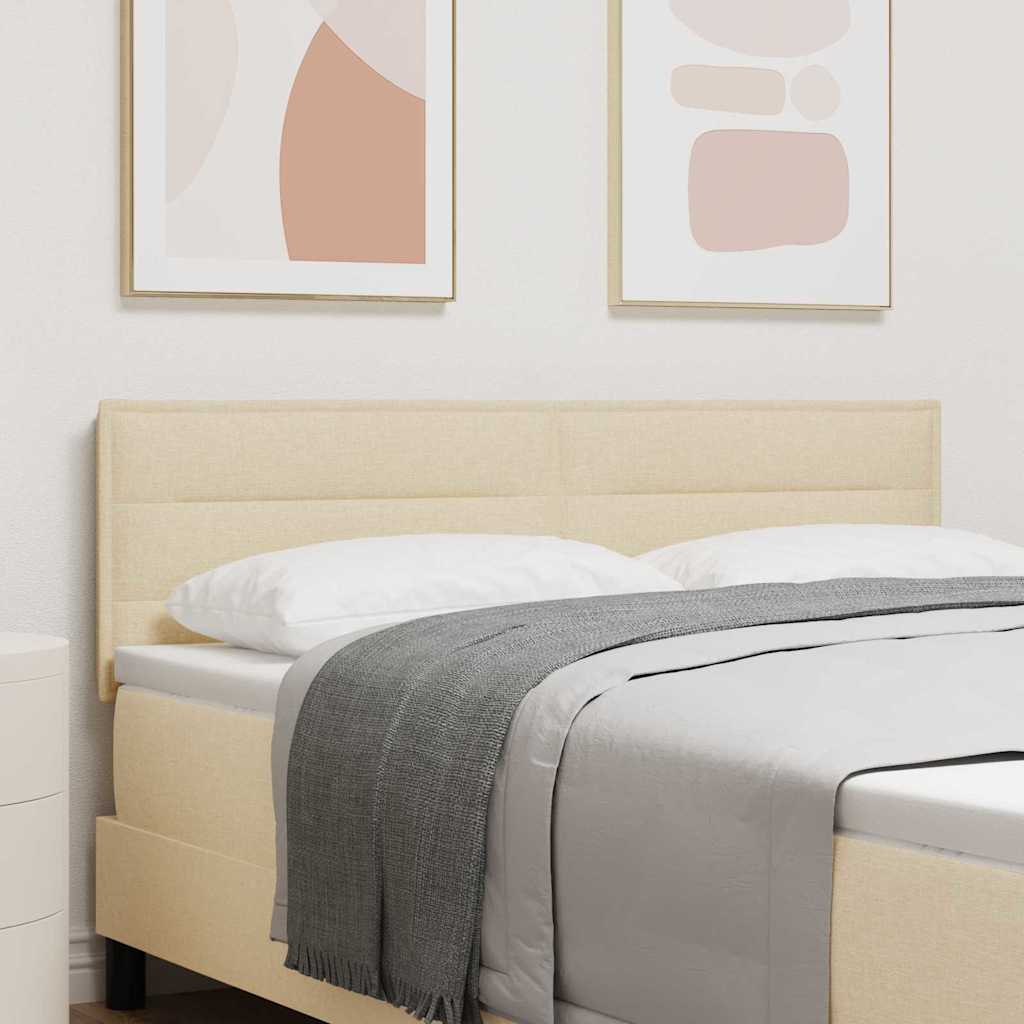 LED sengegavl med LED-lysstrimler Creme 144 cm Stof