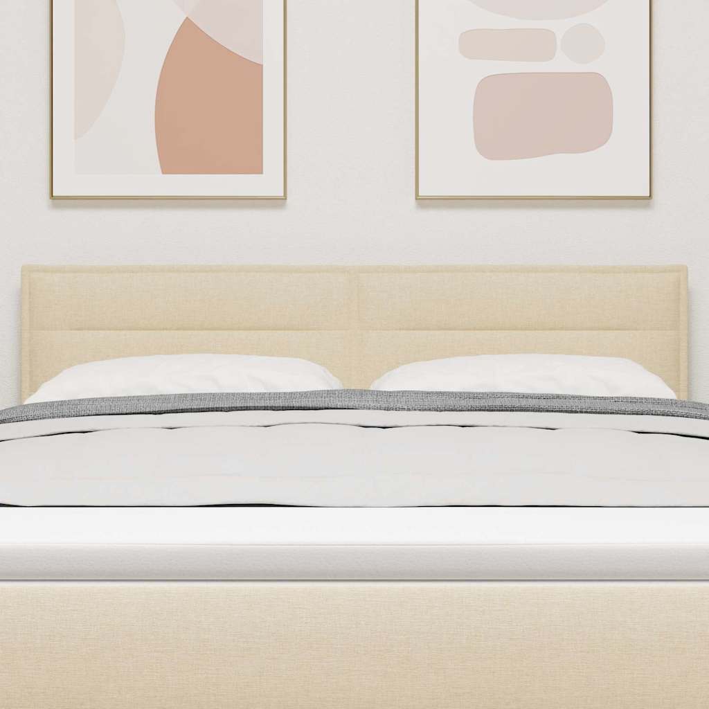 LED sengegavl med LED-lysstrimler Creme 144 cm Stof