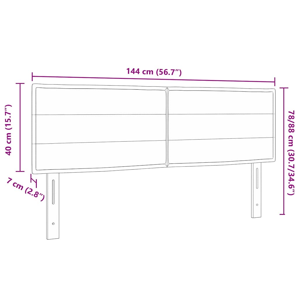 LED sengegavl med LED-lysstrimler Creme 144 cm Stof