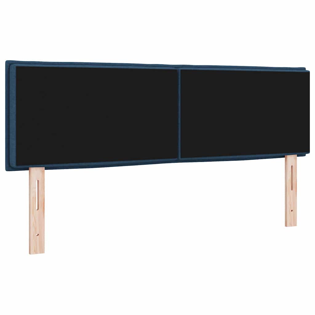 LED sengegavl med LED-lysstrimler Blå 144 cm Stof