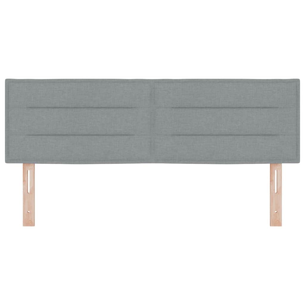 LED sengegavl med LED-lysstrimler Lysegrå 160 cm Stof