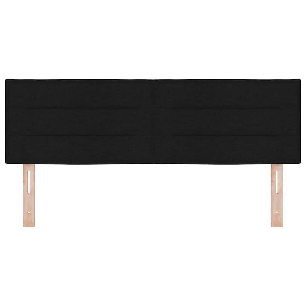 LED sengegavl med LED-lysstrimler Sort 160 cm Stof