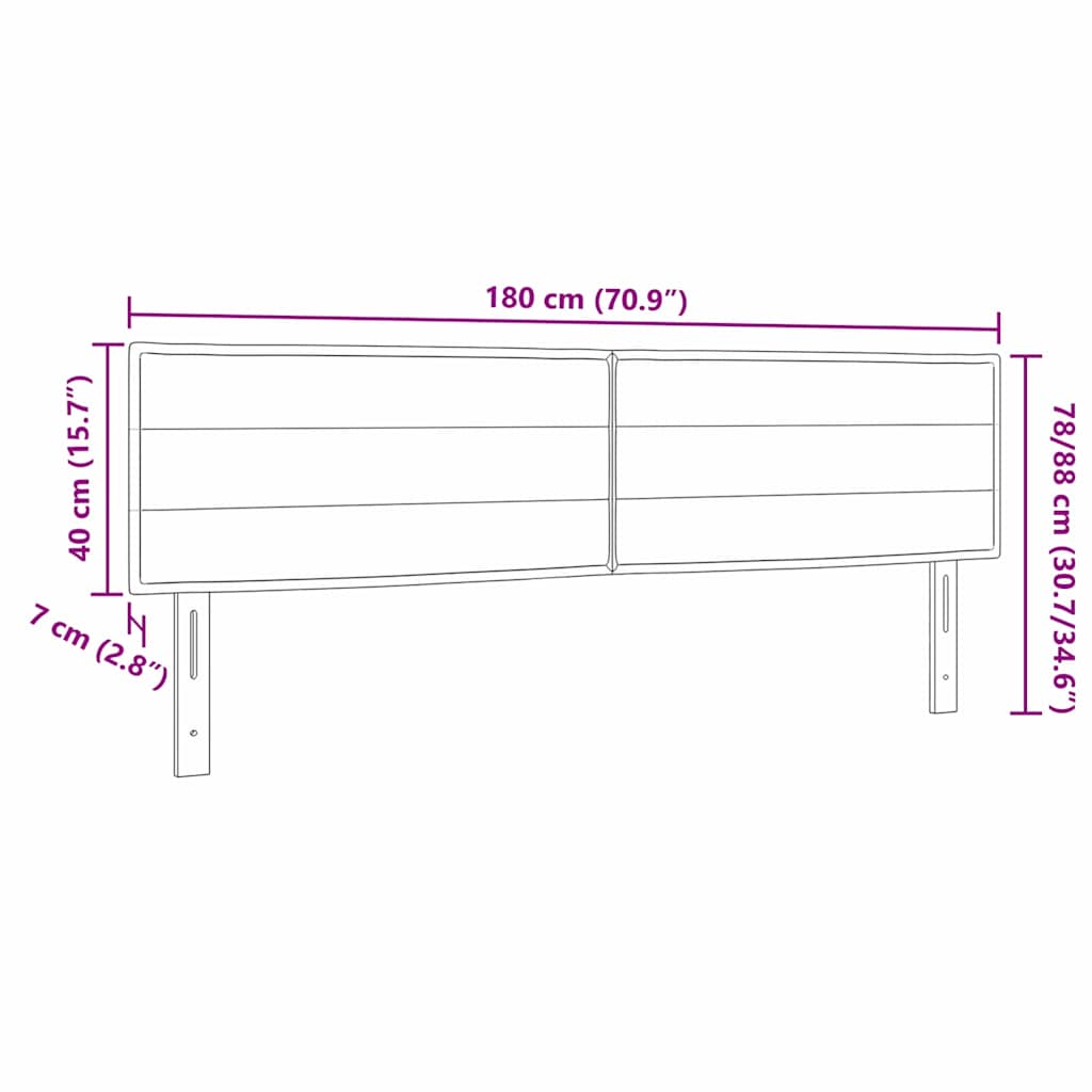 LED sengegavl med LED-lysstrimler Sort 180 cm Stof
