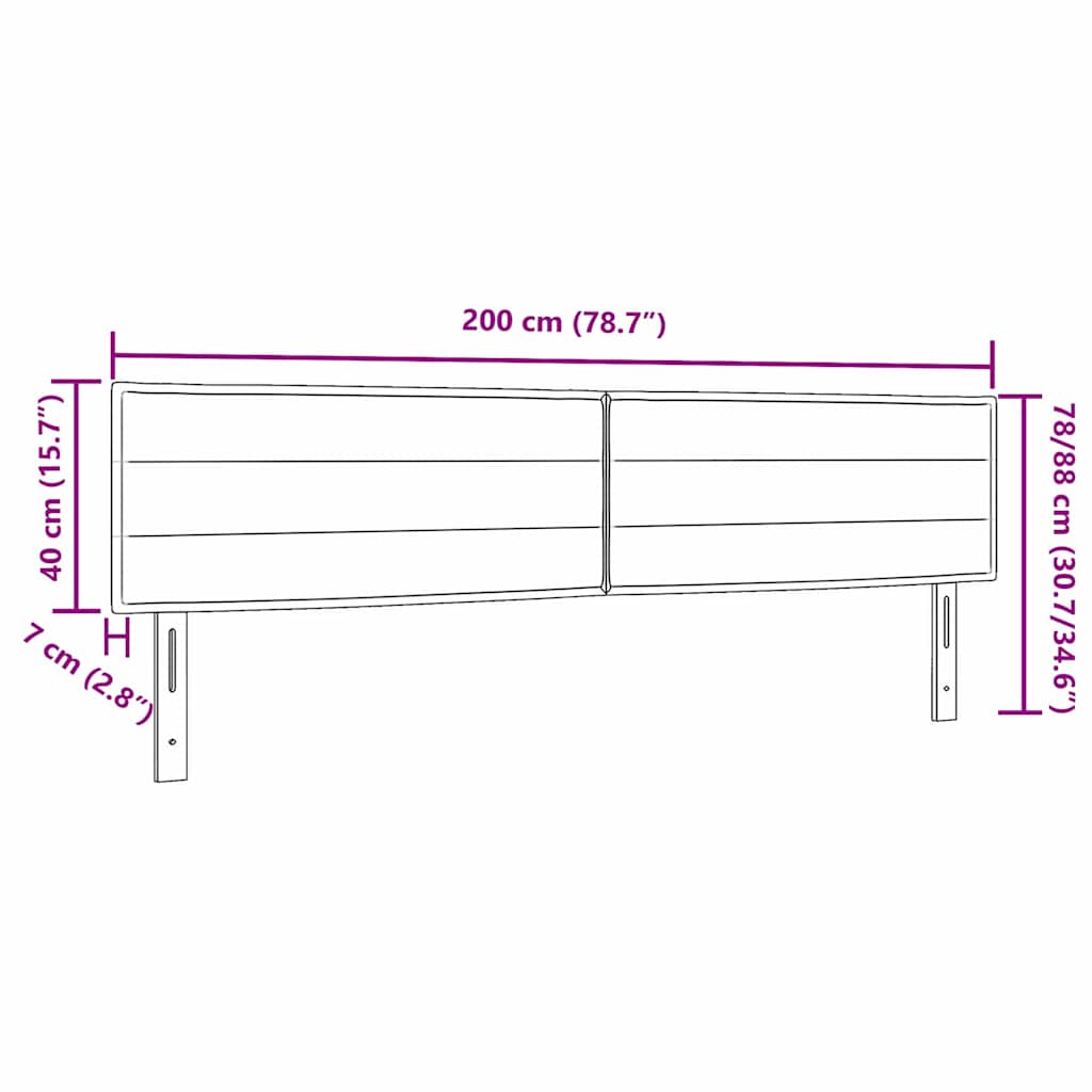 LED sengegavl med LED-lysstrimler Mørkegrå 200 cm Stof