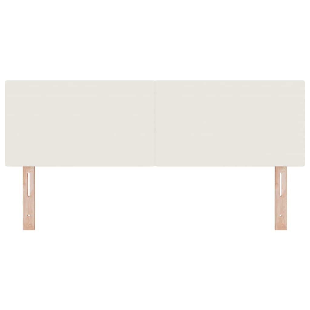 LED sengegavl med LED-lysstrimler Creme 144 cm Velourstof