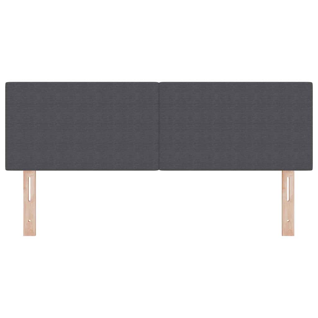LED sengegavl med LED-lysstrimler Mørkegrå 160 cm Velourstof
