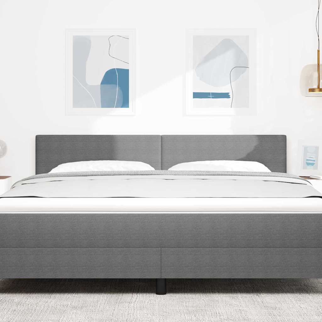 LED sengegavl med LED-lysstrimler Lysegrå 180 cm Velourstof