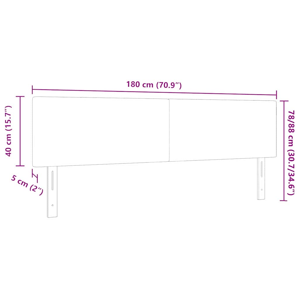 LED sengegavl med LED-lysstrimler Lysegrå 180 cm Velourstof