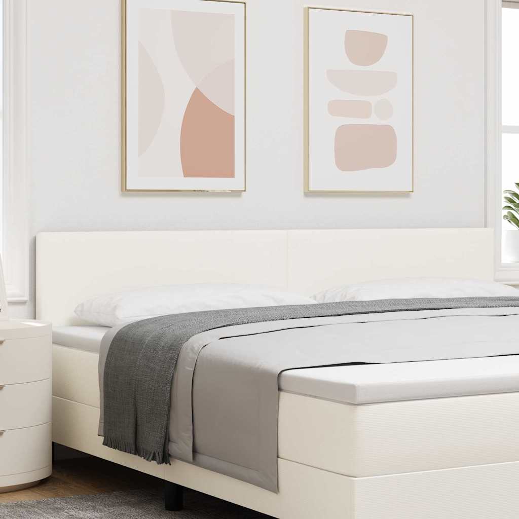 LED sengegavl med LED-lysstrimler Creme 200 cm Velourstof